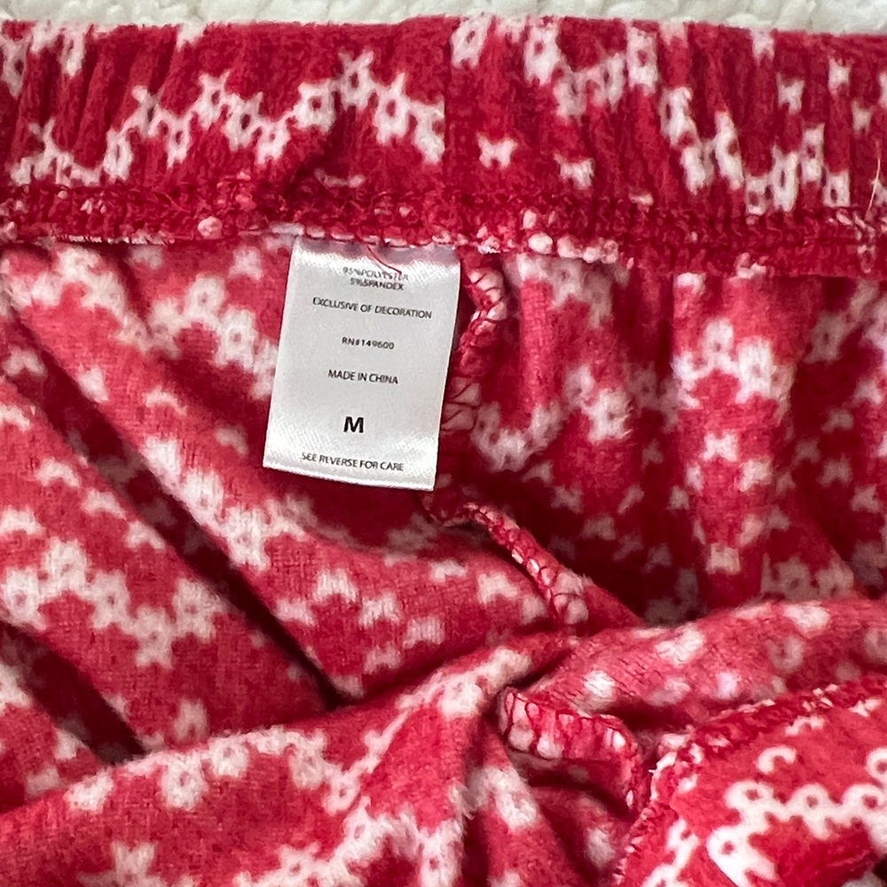 Women's Fleece White and Red Pajama Set - Picture 5 of 9